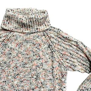 Moon‎ & Madison Cable Knit Turtleneck Sweater Confetti XS Pullover Cozy